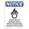 Signmission OSHA Notice, 7" Height, Door Must Remain Open Sign With Symbol, 7" X 5", Portrait OS-NS-D-57-V-11507 - alternate 1